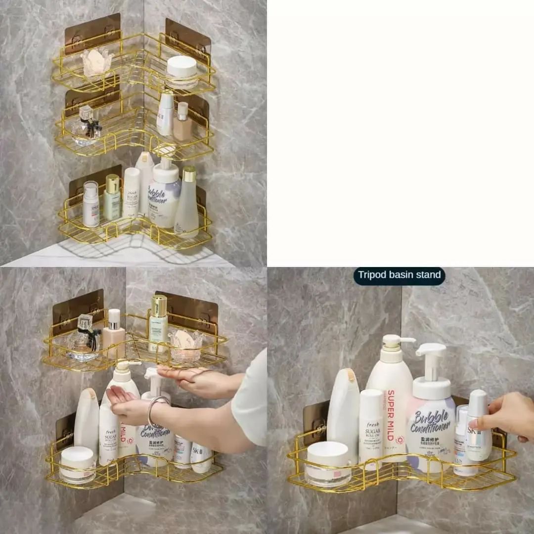Stainless Steel Golden Bathroom Shelf Organizer