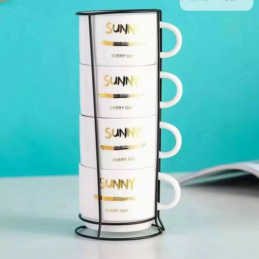 4 Mugs & Cup Holder