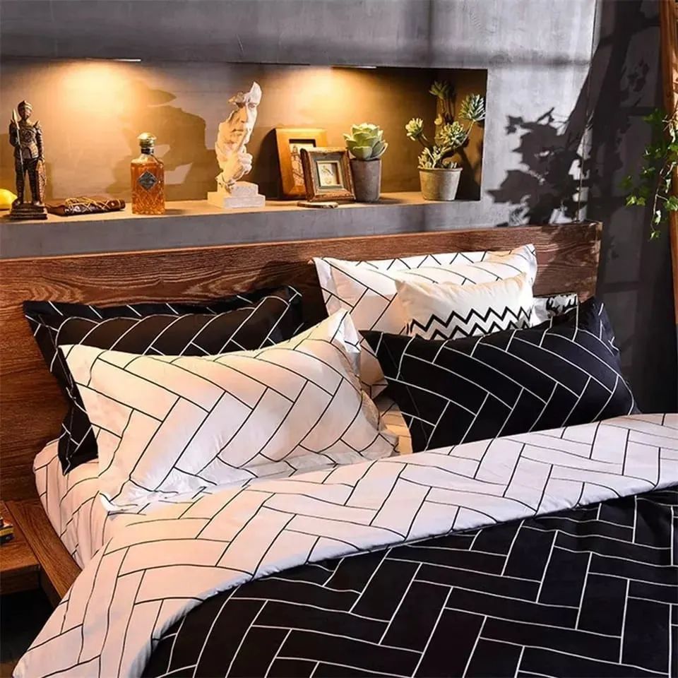 Textured 6*7 Nordic Duvet Cover with 1 Sheet + 2 Cases