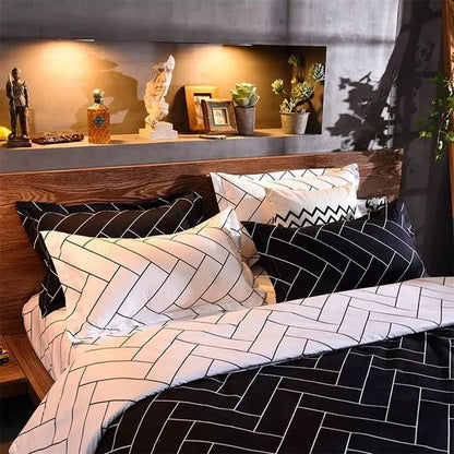 Textured 6*7 Nordic Duvet Cover with 1 Sheet + 2 Cases