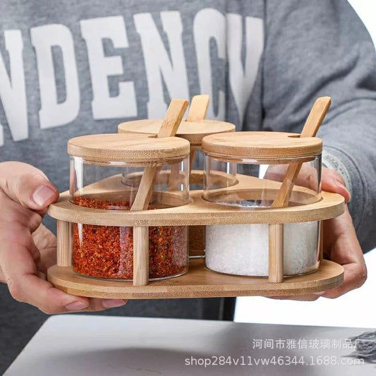 Triangular Spice Jars and Holder Set