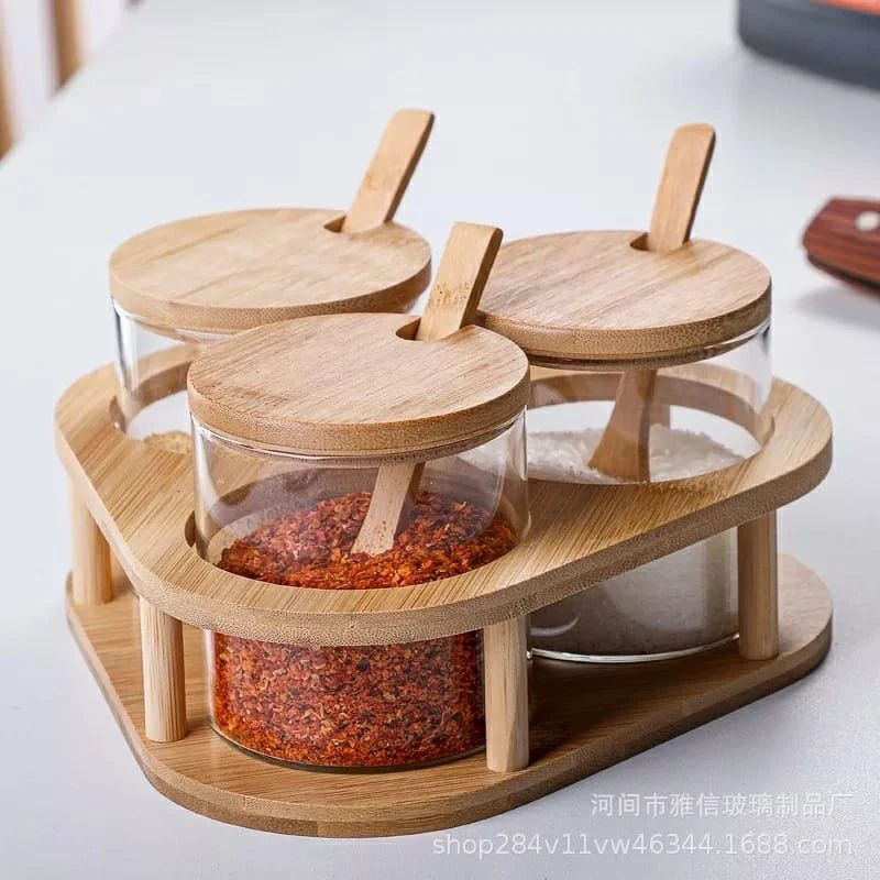 Triangular Spice Jars and Holder Set
