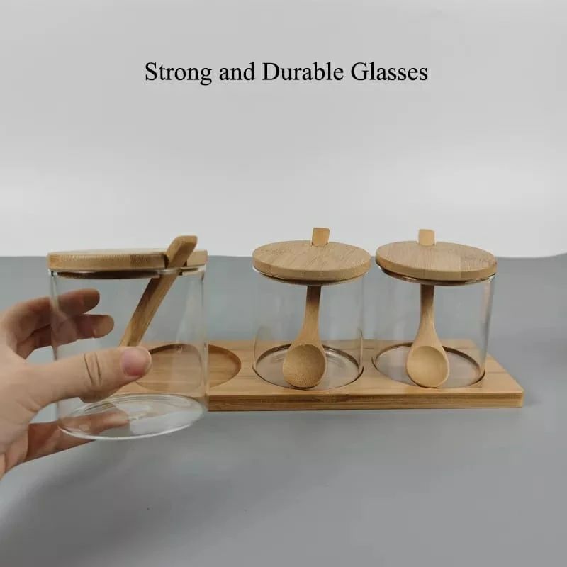 Rectangular Spice Jars and Holder Set