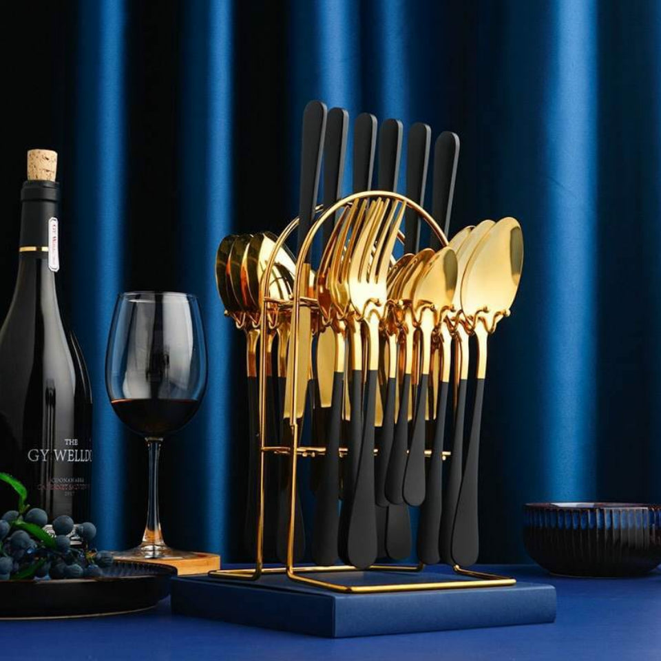 24pc Golden cutlery set